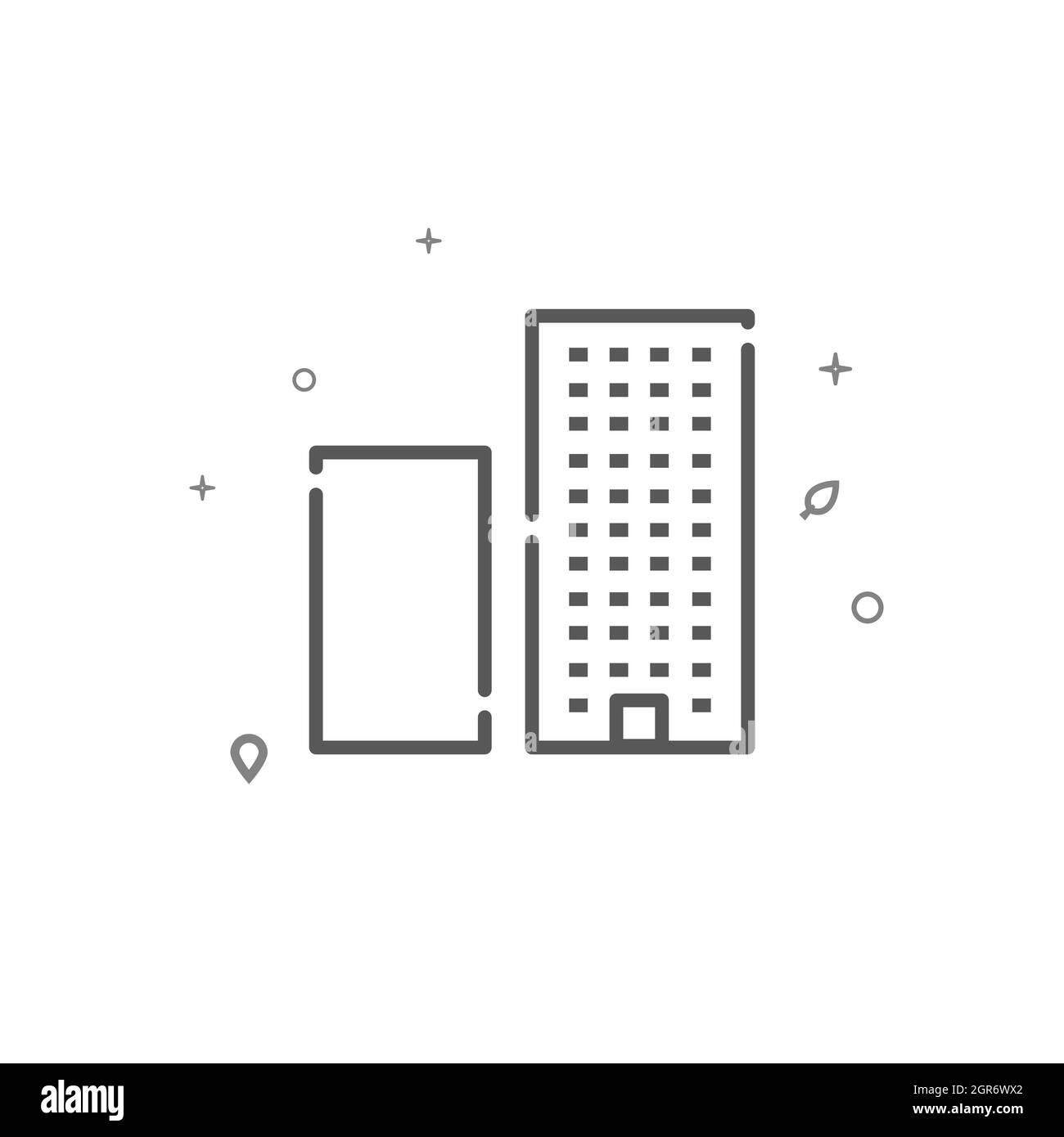 Housing area simple vector line icon. Building symbol, pictogram, sign isolated on white background. Editable stroke. Adjust line weight. Stock Vector