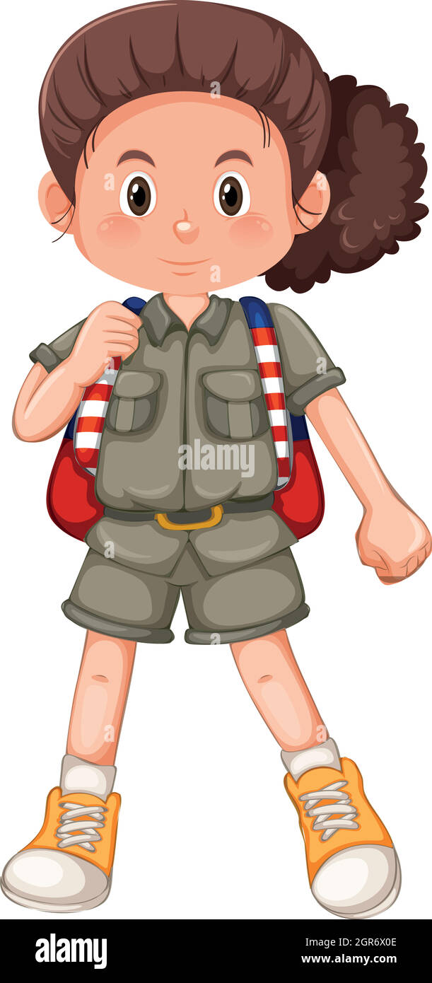 Scout girl white background Stock Vector