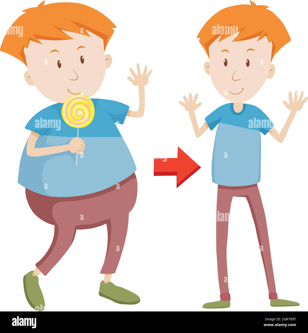 A Cartoon of Fat and Slim Boy Stock Vector