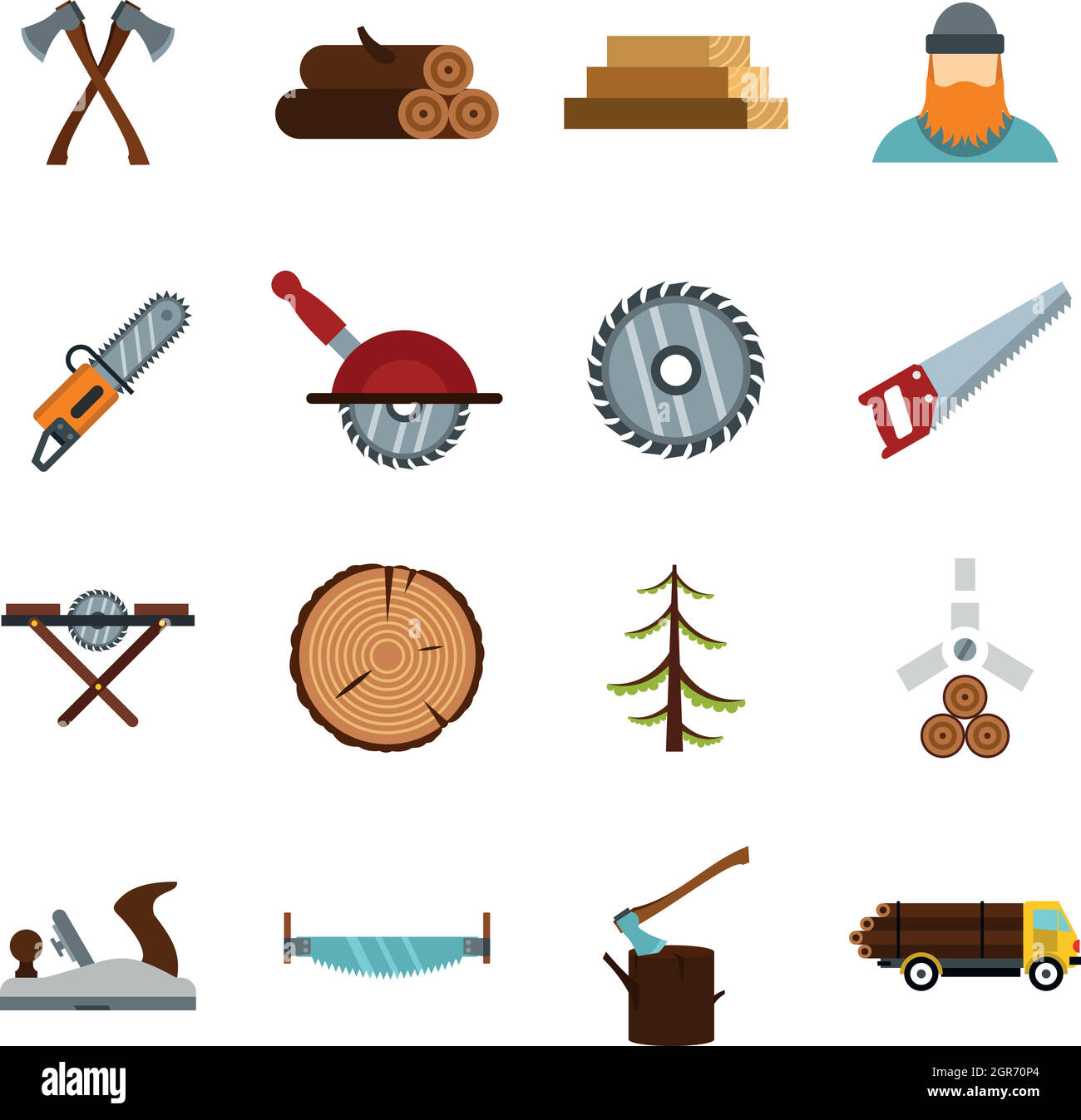 Timber industry icons set, flat style Stock Vector Image & Art - Alamy