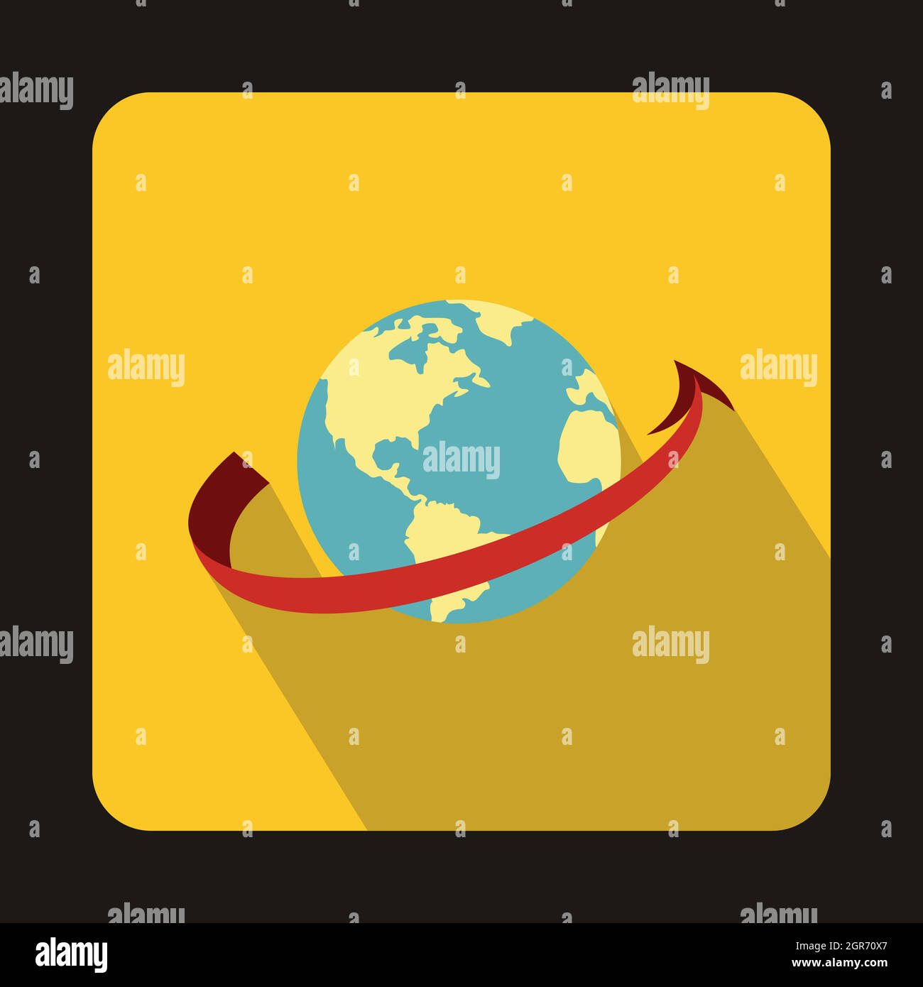 Airplane flying around earth icon, flat style Stock Vector Image & Art ...