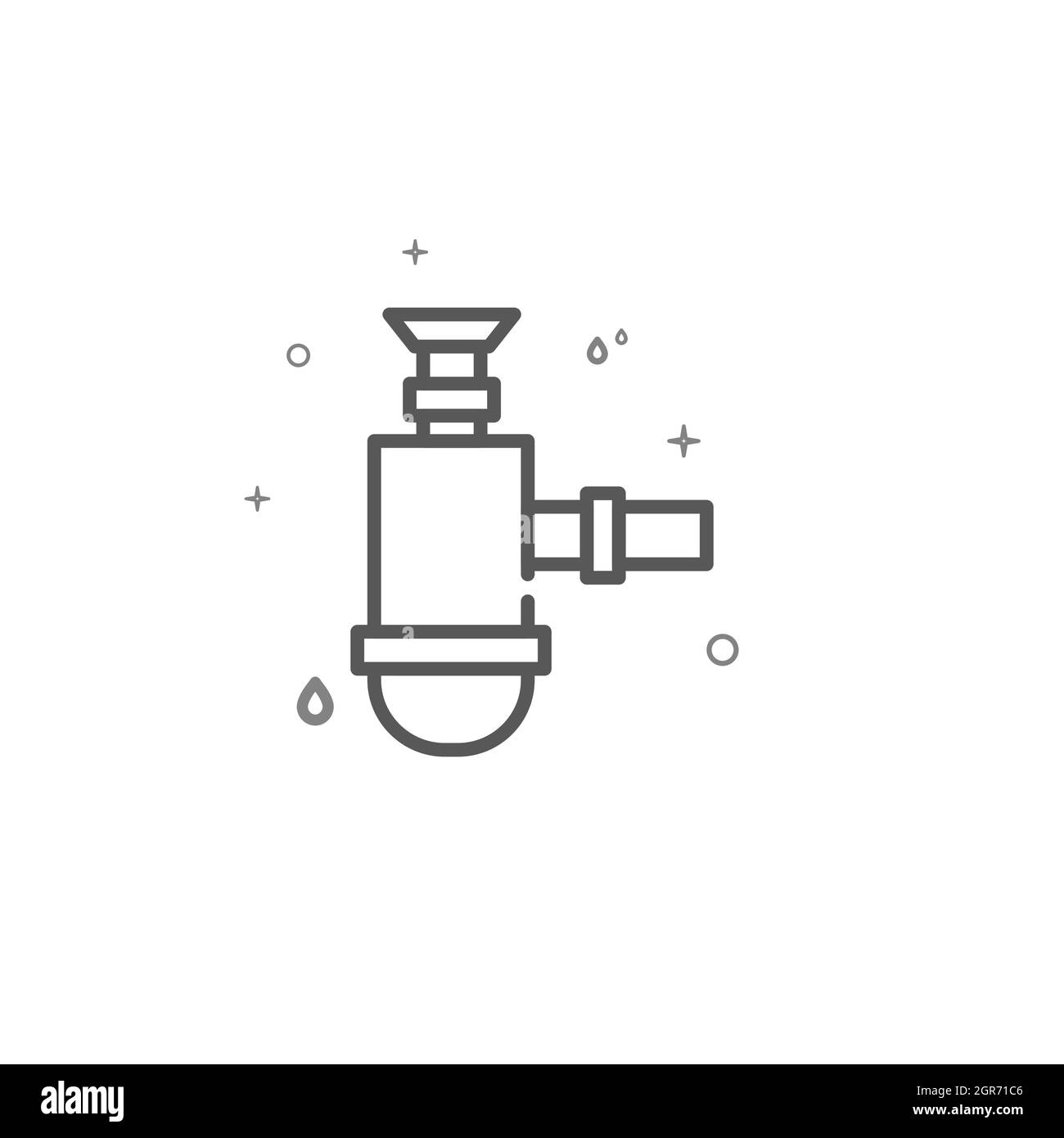 Sink siphon simple vector line icon. Plumbing symbol, pictogram, sign isolated on white background. Editable stroke. Adjust line weight. Stock Vector