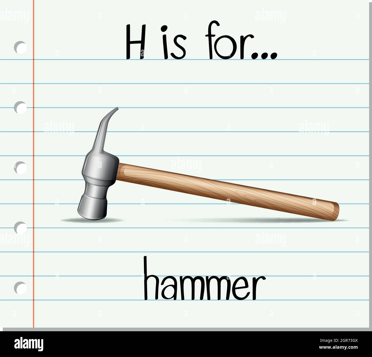 Flashcard letter H is for hammer Stock Vector