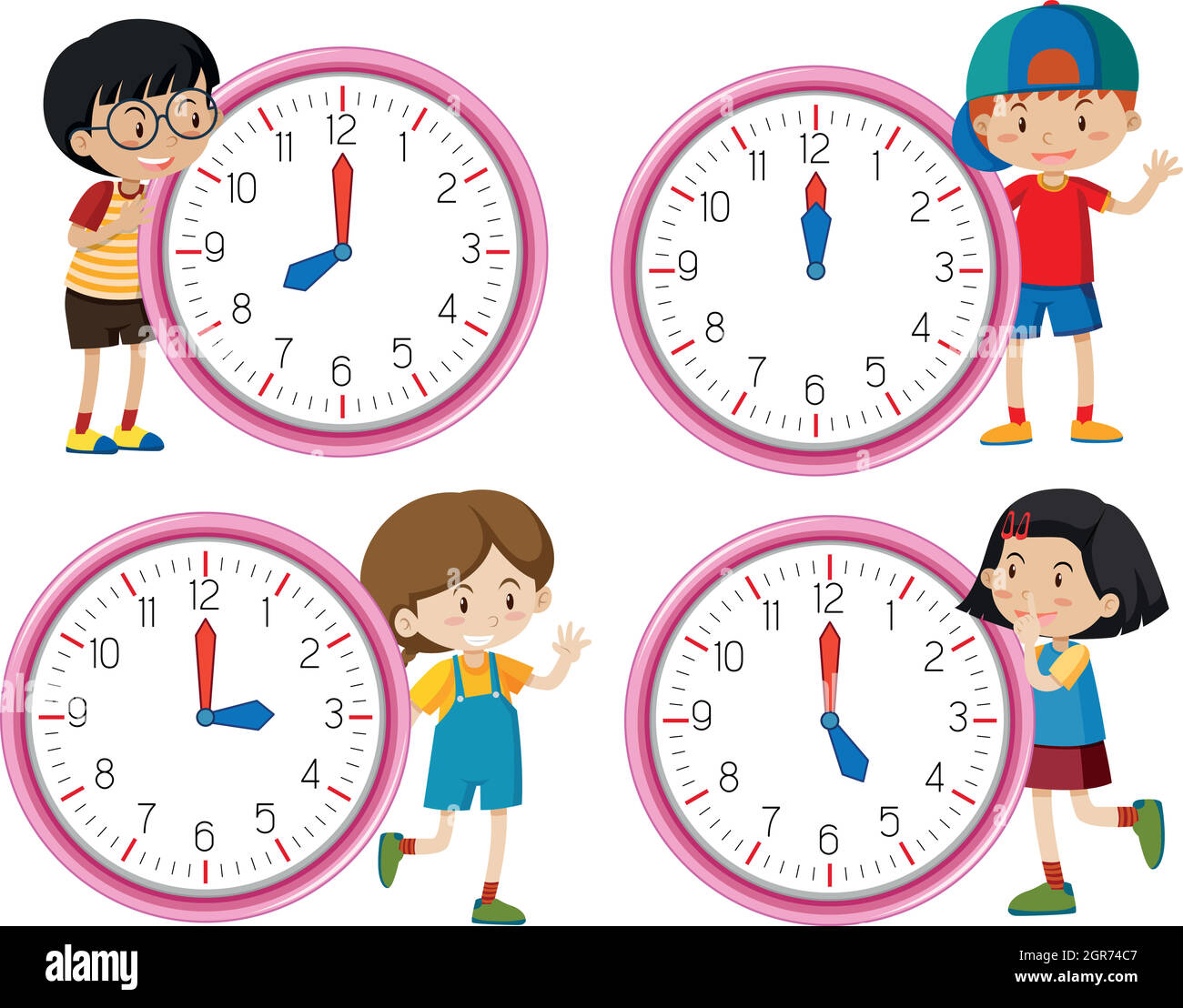 Clock with children character Stock Vector Image & Art Alamy