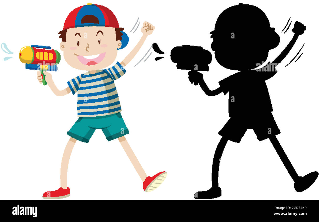 Kid Holding Gun Stock Vector Images Alamy