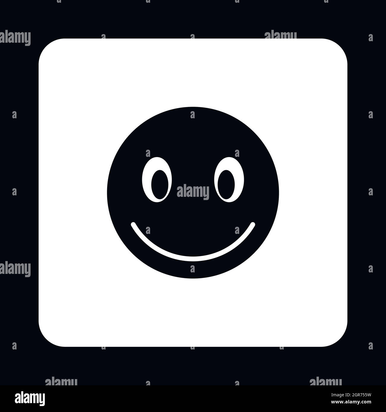 Smiling emoticon icon, simple style Stock Vector