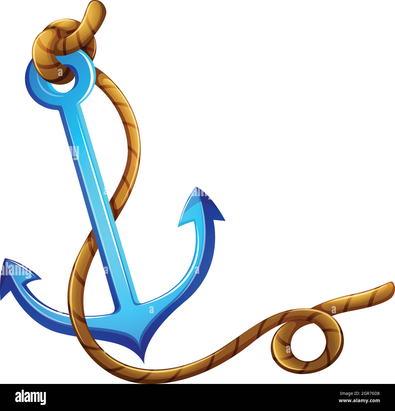 An anchor with a rope Stock Vector