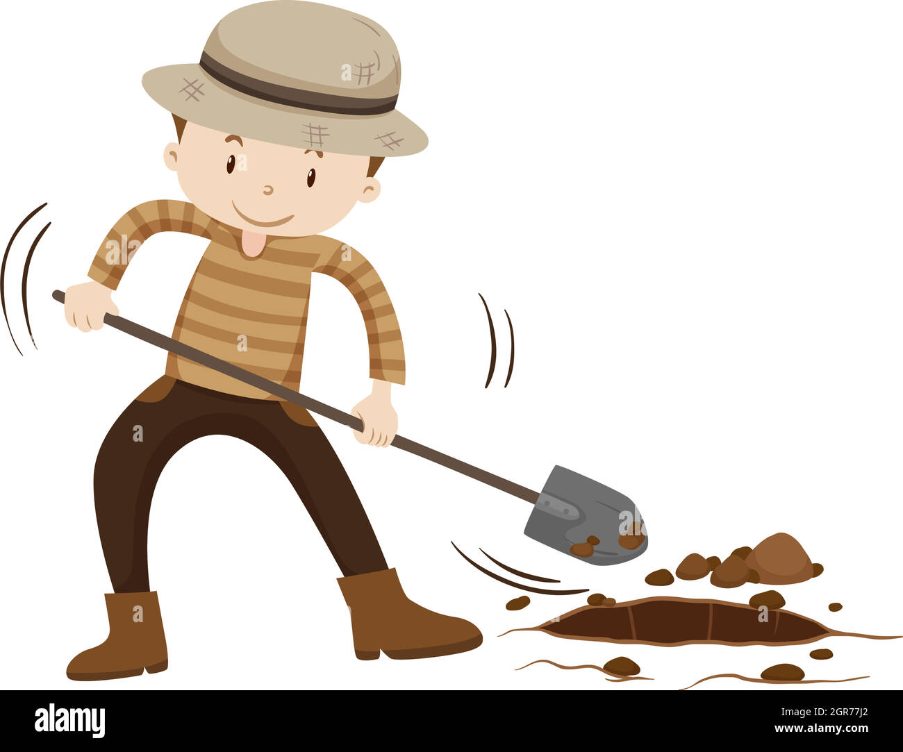 Farmer digging hold on the ground Stock Vector