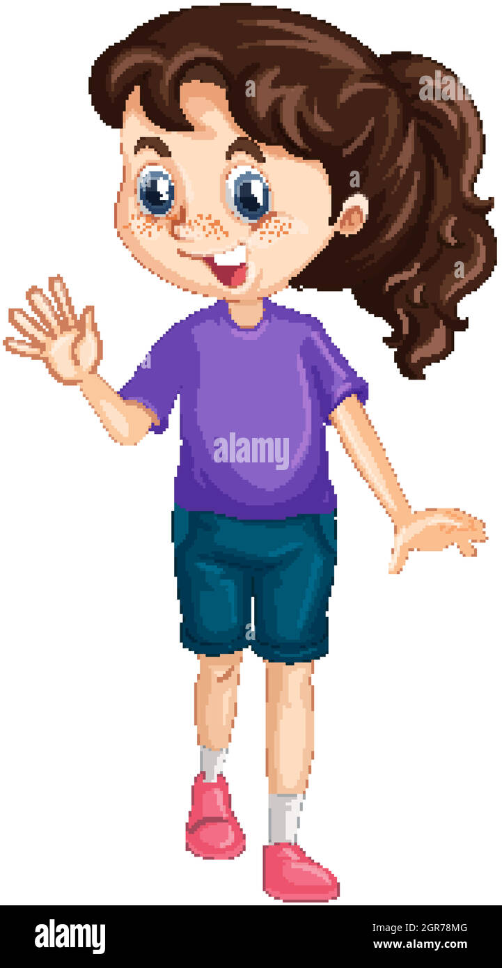 Girl in purple shirt on isolated background Stock Vector Image & Art ...