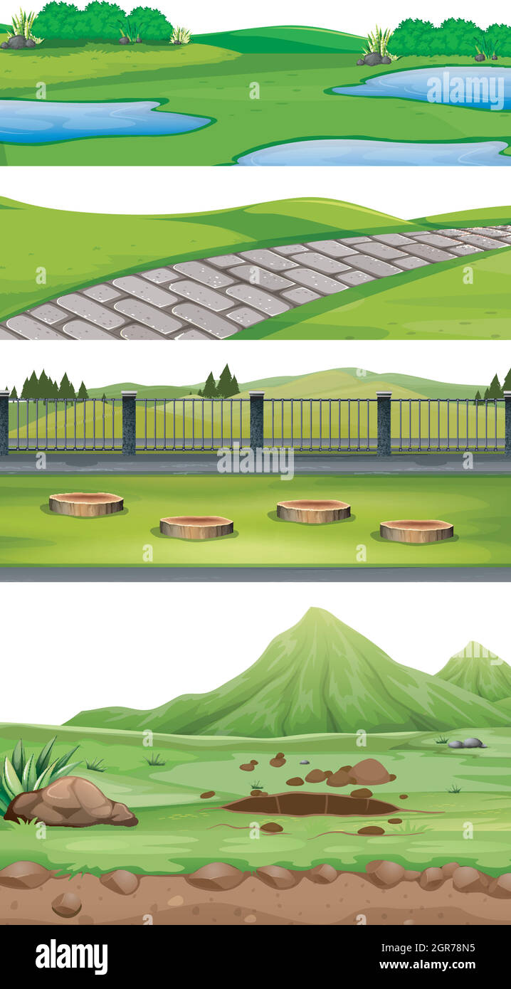 Set of green scenes Stock Vector Image & Art - Alamy