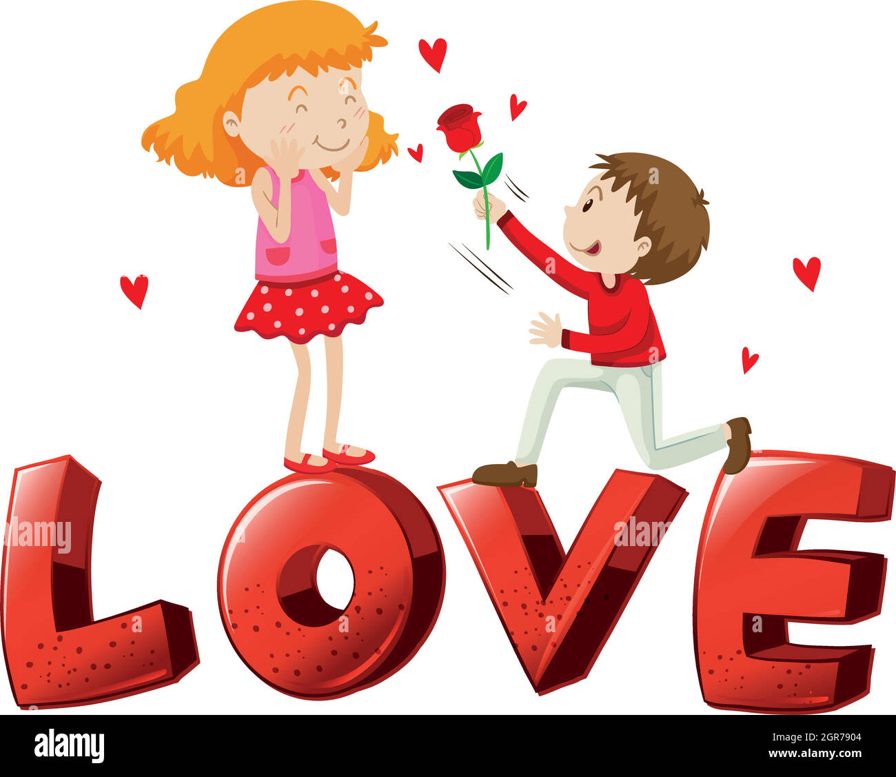 Font design for word love with love couple Stock Vector