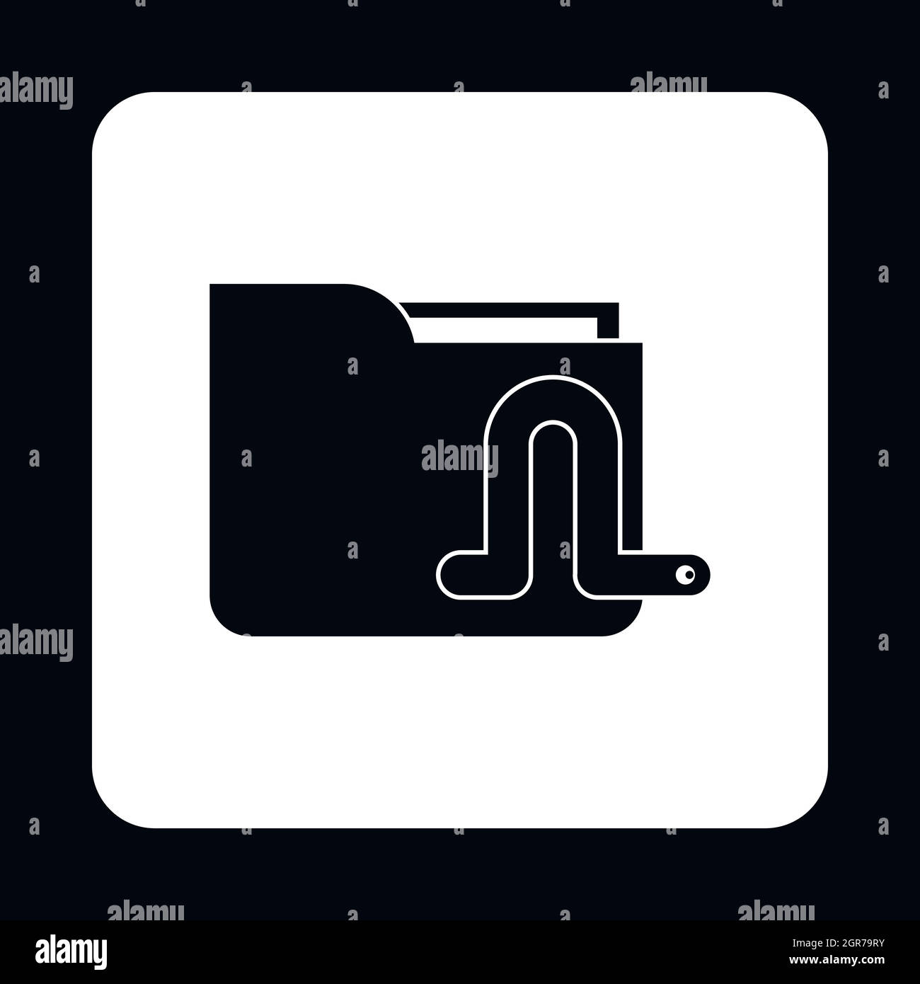Worm in e-mail icon, simple style Stock Vector