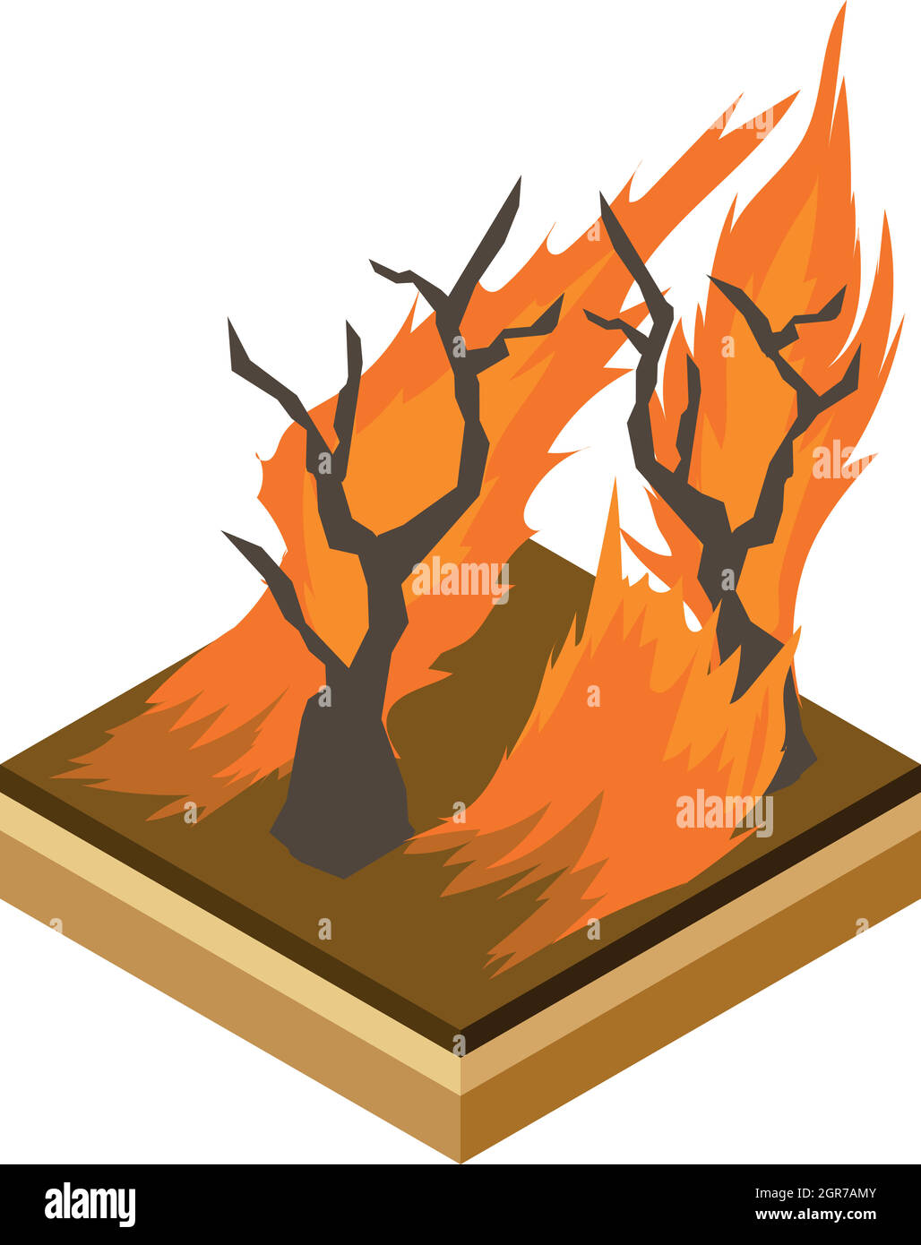 Forest fire icon, cartoon style Stock Vector