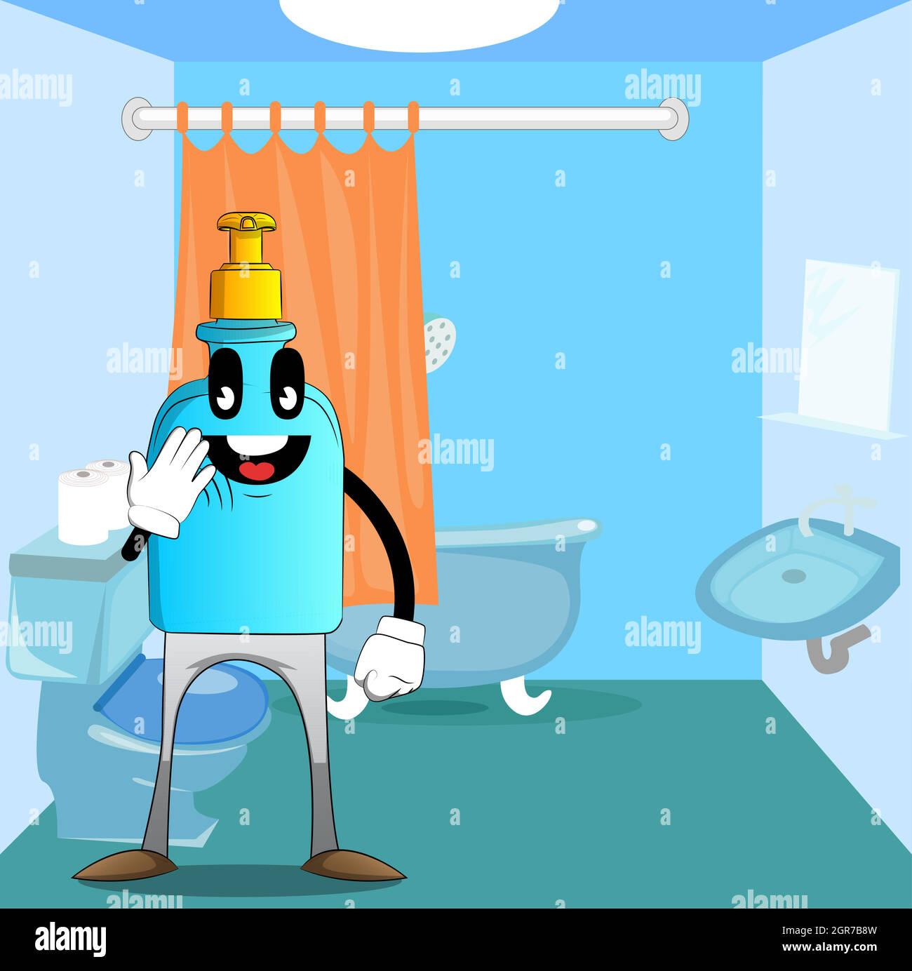 Hand sanitizer cooling himself with his hand Stock Vector Image & Art