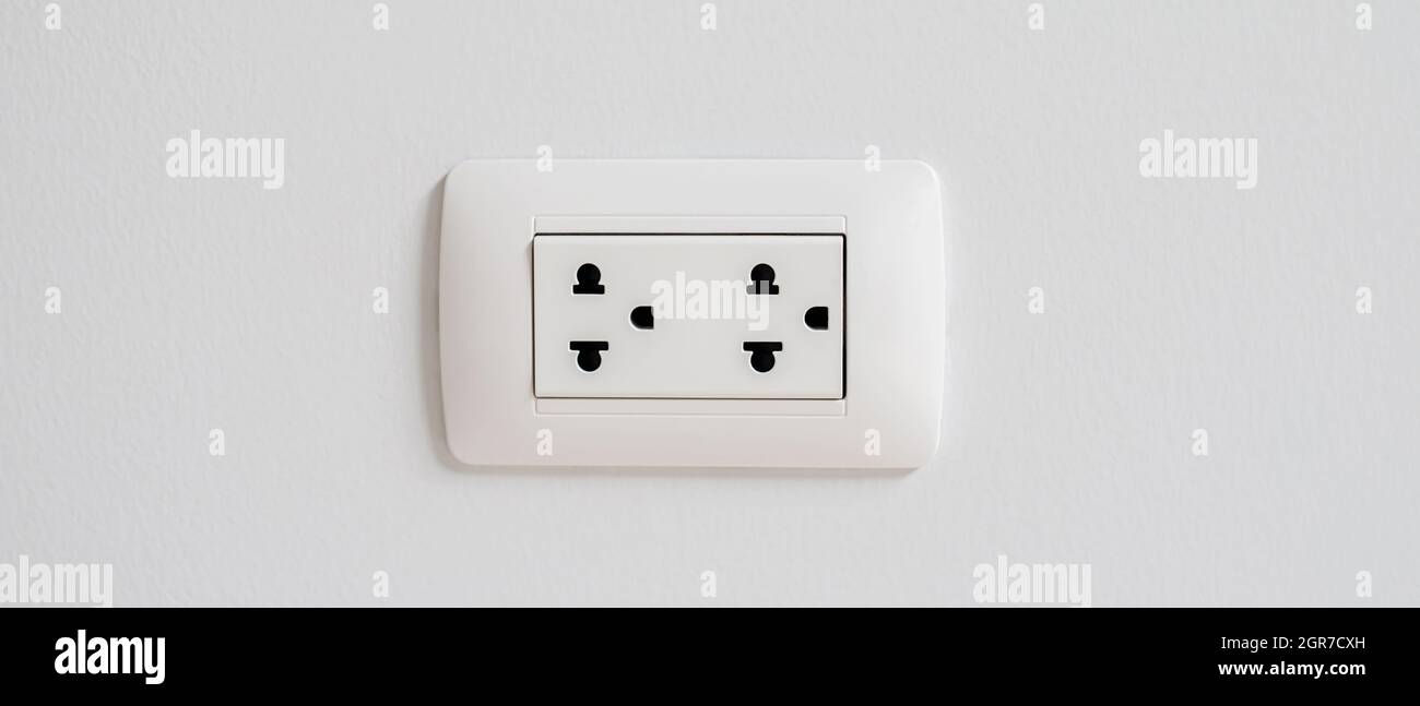 White Wall Plug In Bedroom Stock Photo Alamy