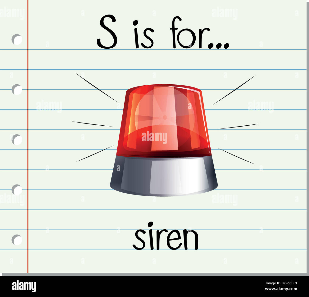Flashcard letter S is for siren Stock Vector