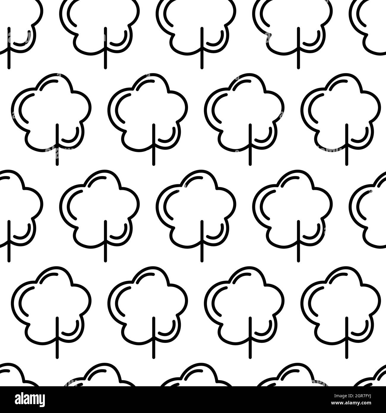 Black and white seamless pattern with tree icon. Vector trees symbol ...