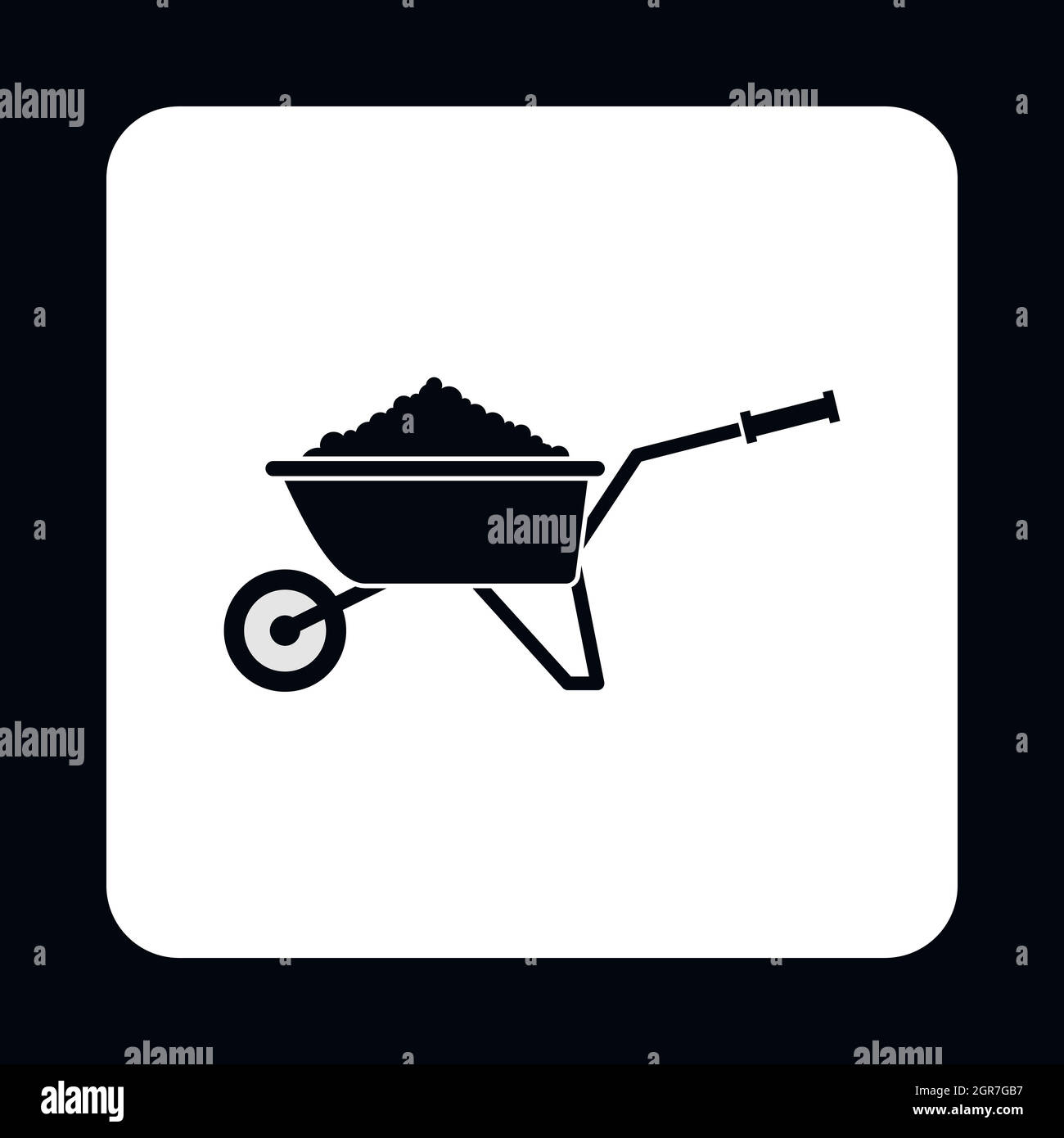Garden wheelbarrow with earth icon, simple style Stock Vector Image ...