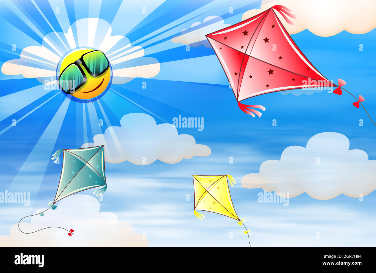 Kites flying in the sky Stock Vector Image & Art Alamy