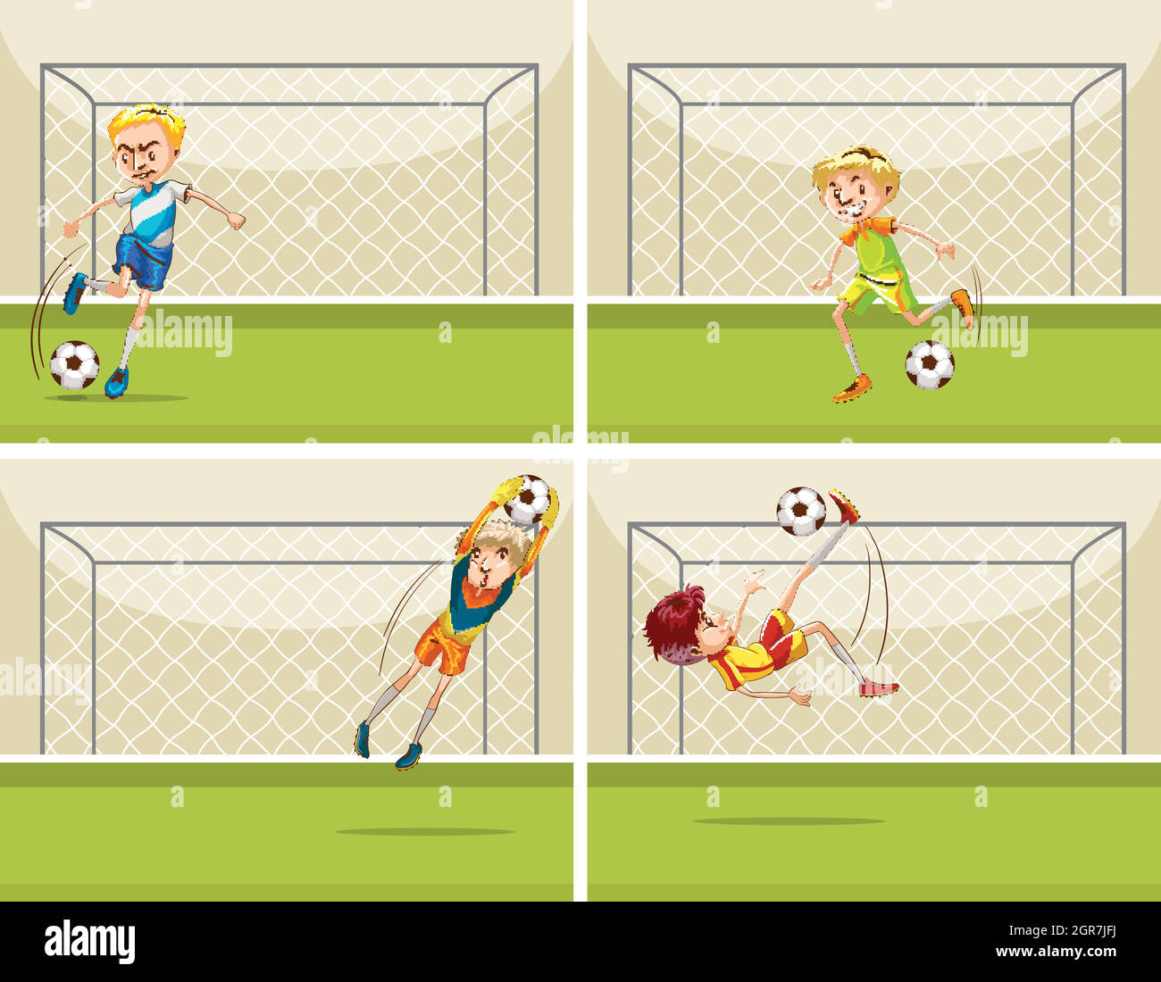 Four football scenes with goalkeeper at goal Stock Vector Image & Art