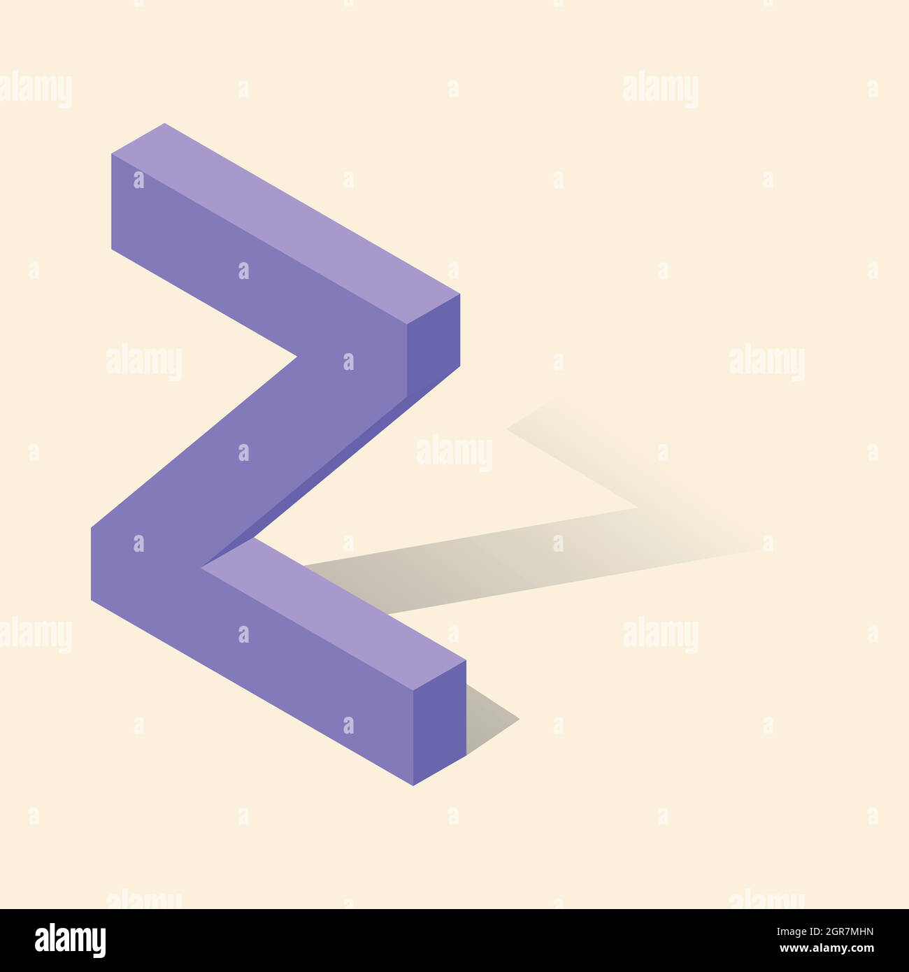 Z letter in isometric 3d style with shadow Stock Vector