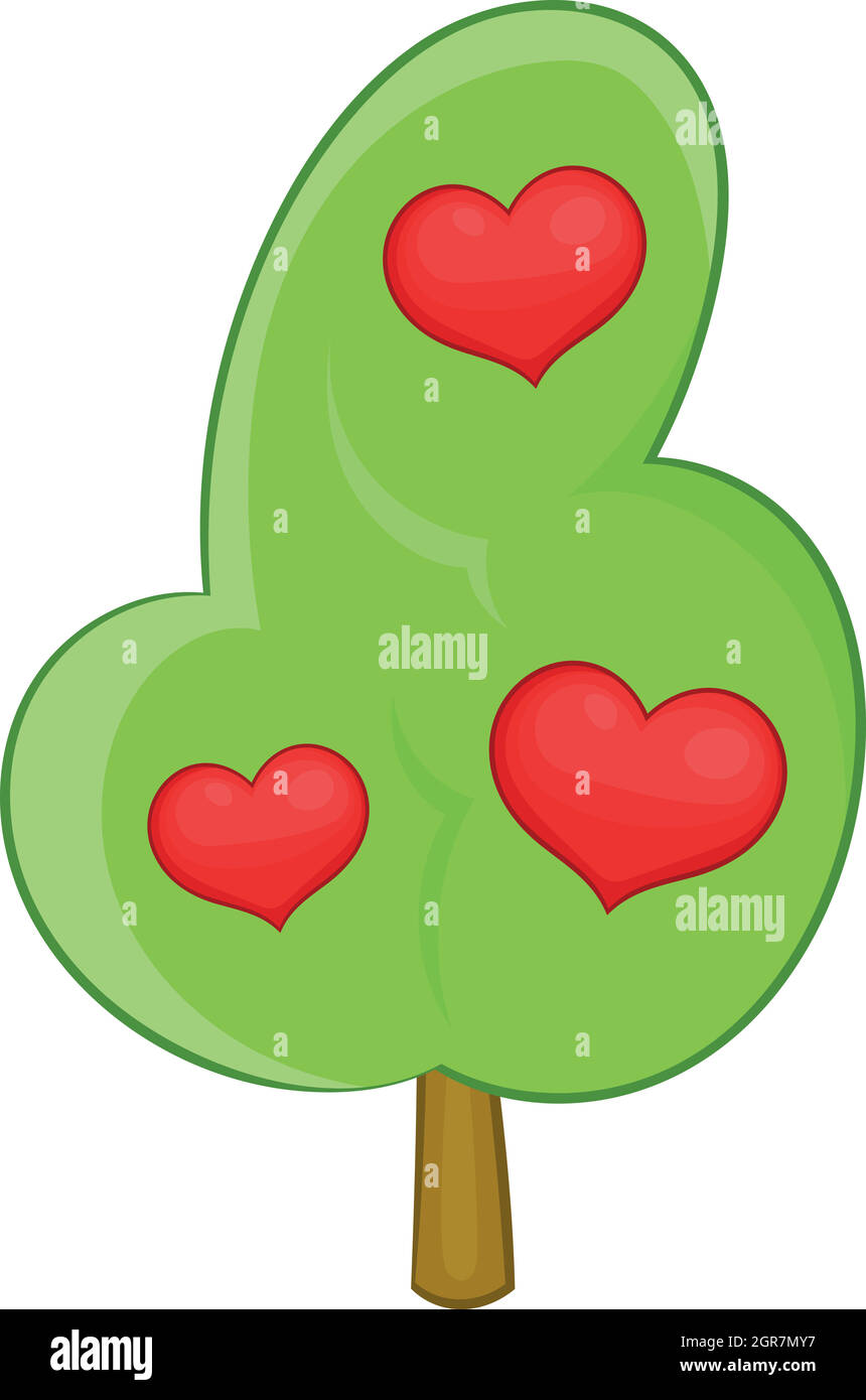 Abstract heart tree icon, cartoon style Stock Vector