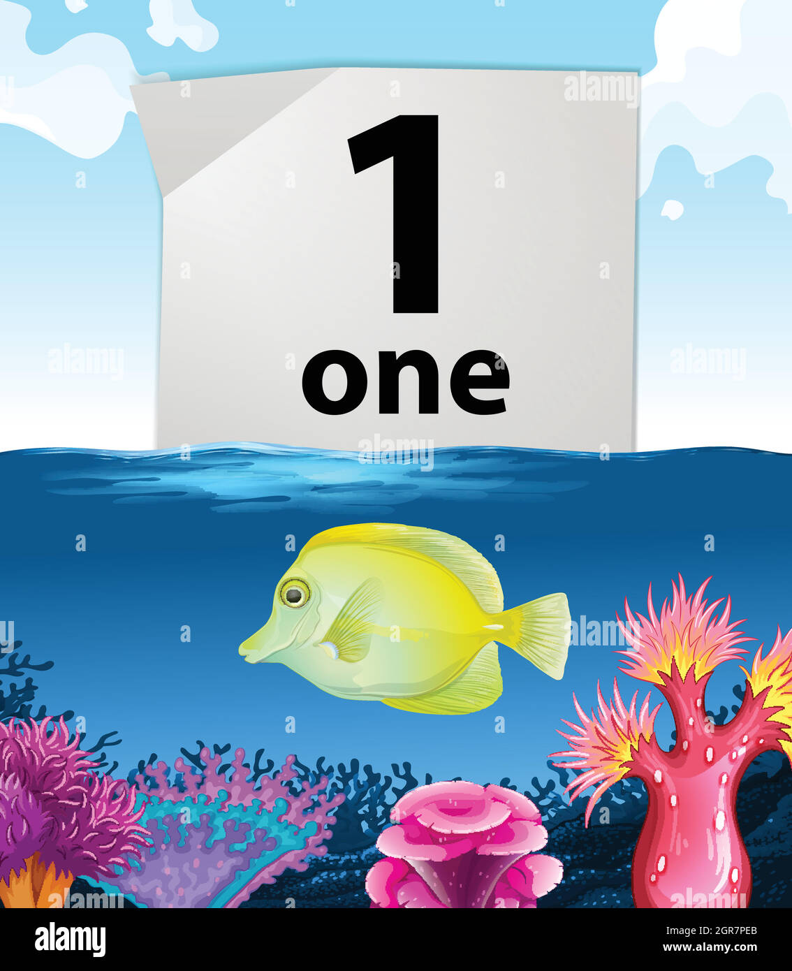 Number one and one fish swimming underwater Stock Vector Image & Art ...