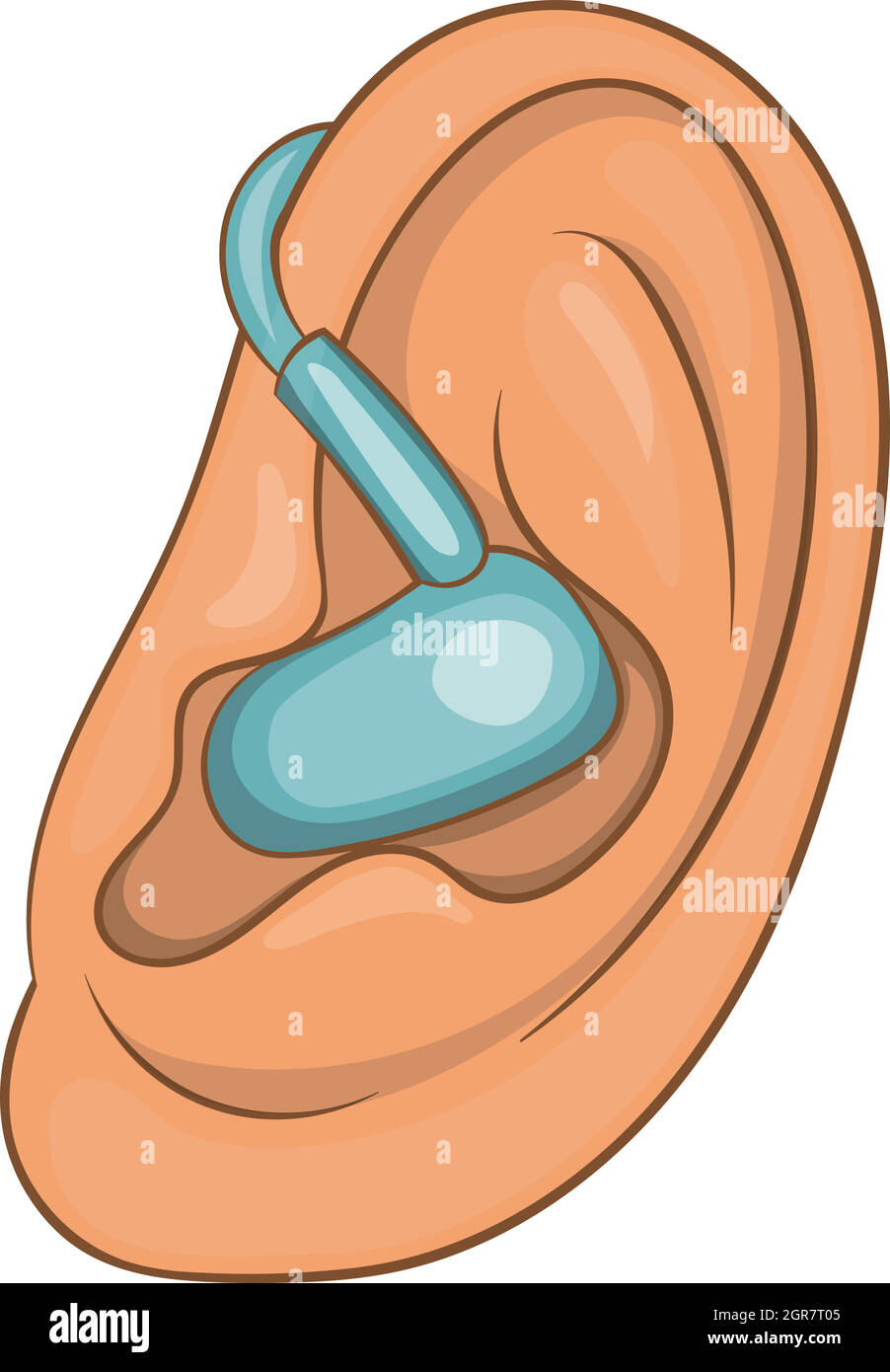 Hearing ear icon, cartoon style Stock Vector