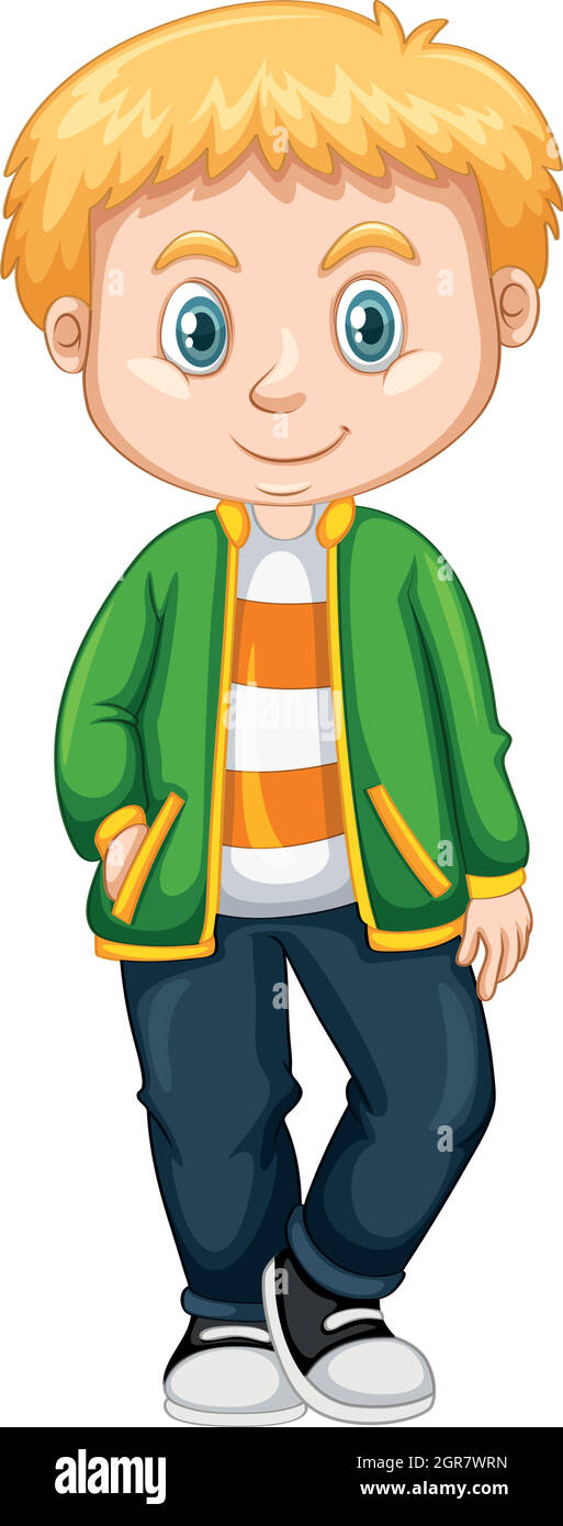 Cute boy in green jacket Stock Vector Image & Art Alamy