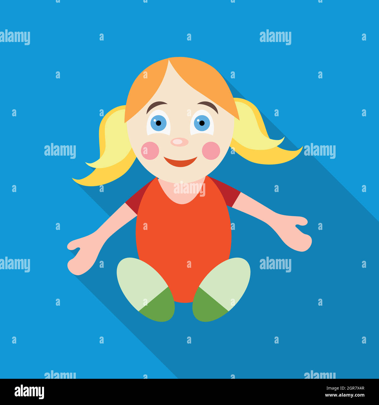 Doll icon, flat style Stock Vector