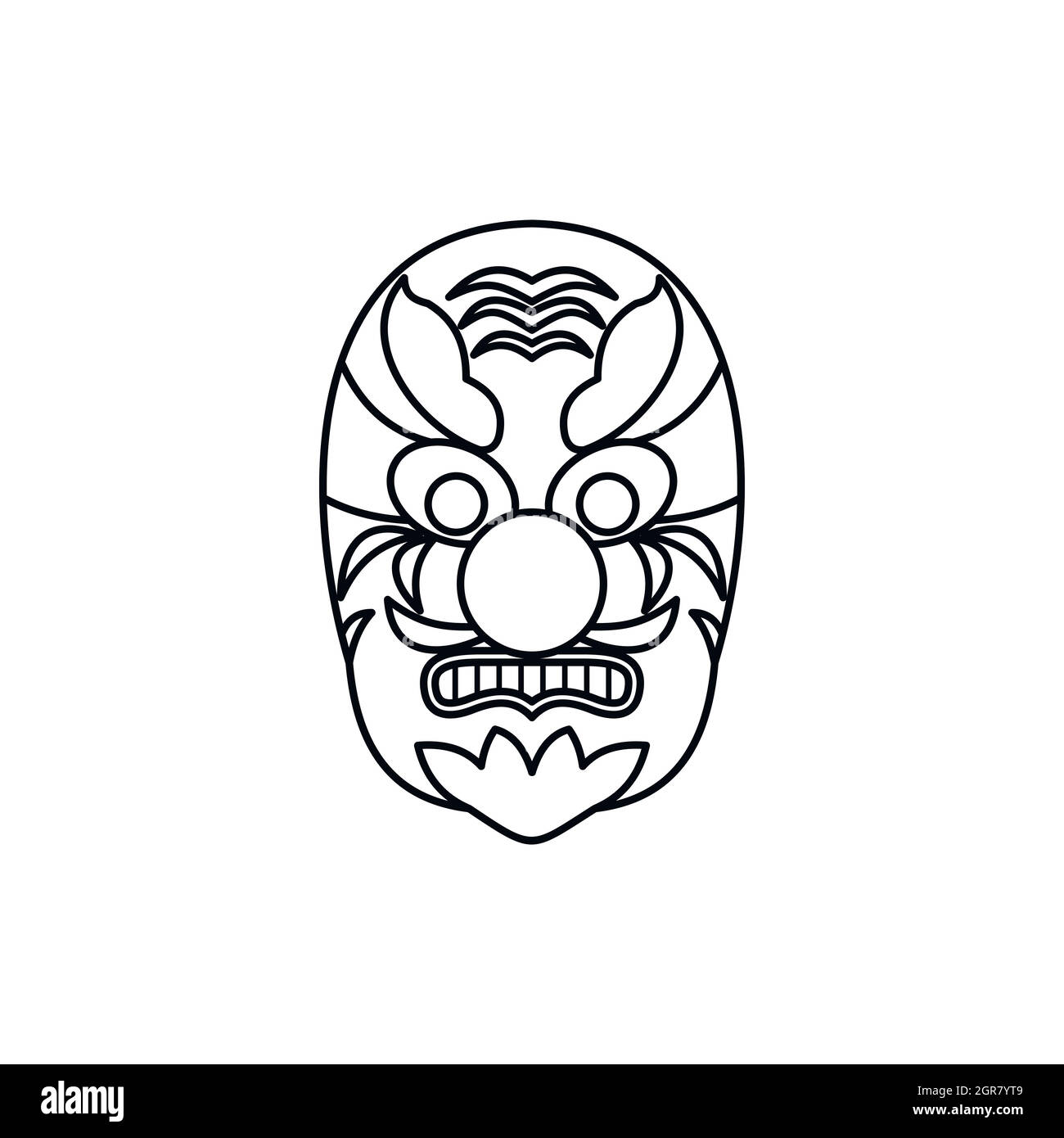 Hannya mask icon, outline style Stock Vector