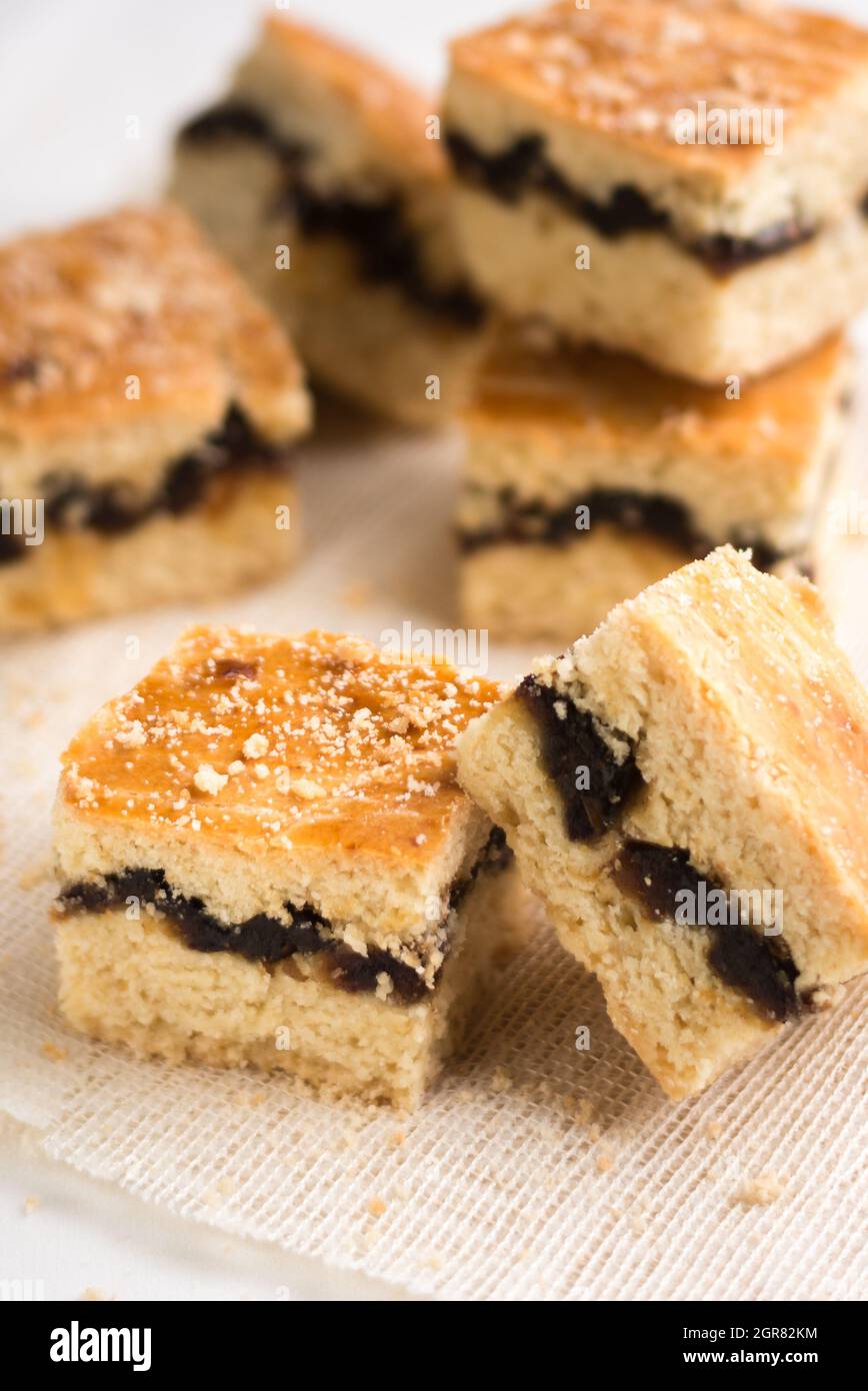 butter cake with date layer, homemade delicious fruit cake slices