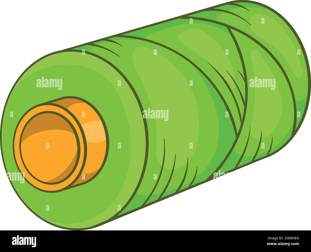 Green bobbin of thread icon, cartoon style Stock Vector