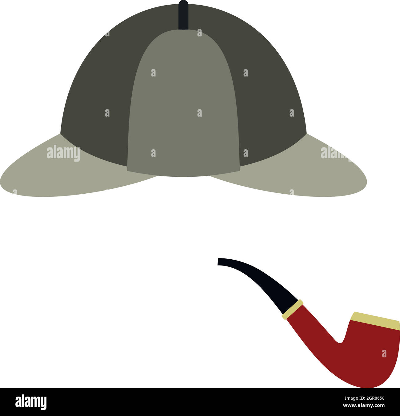 Hat and pipe icon, flat style Stock Vector