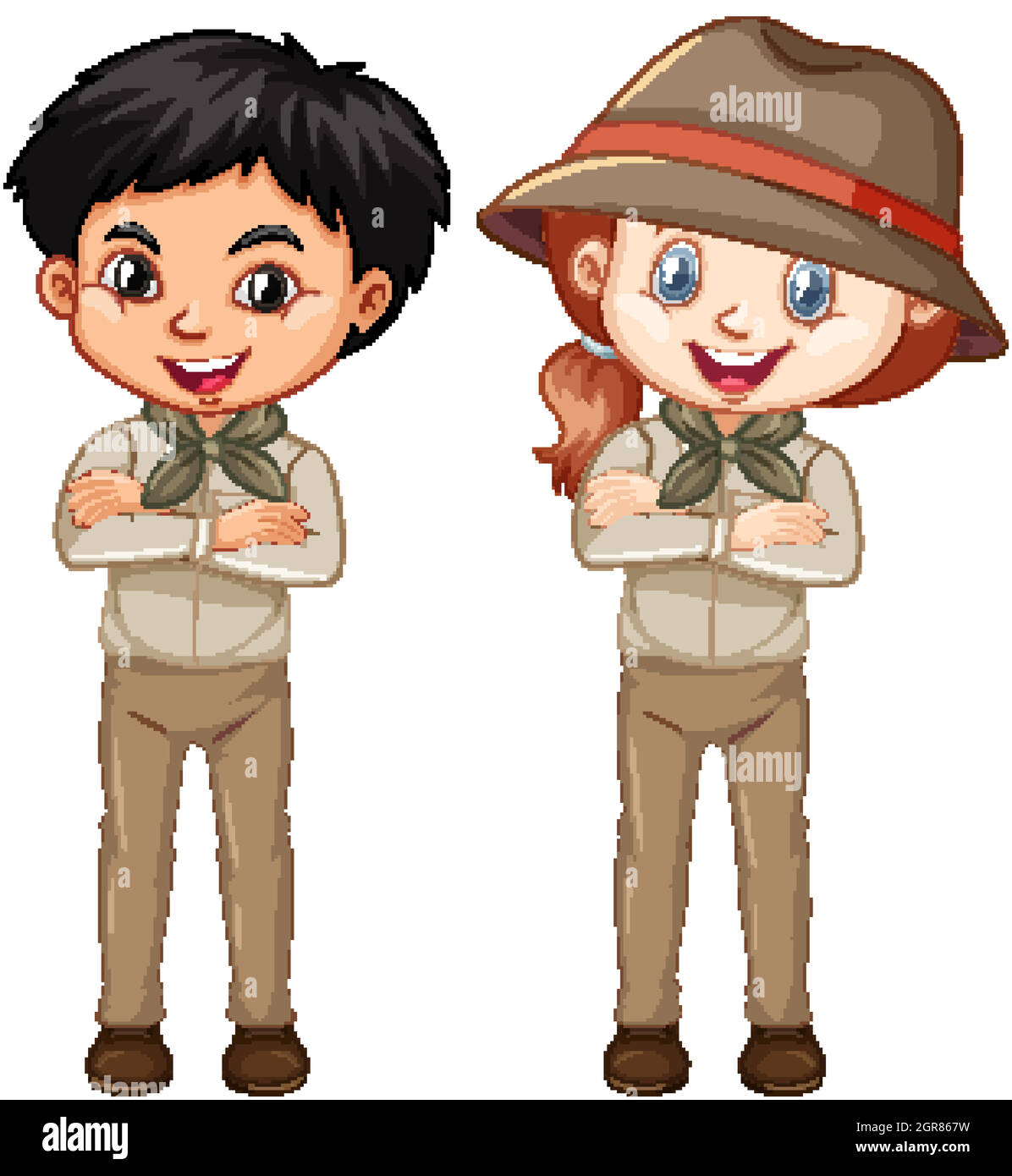 Boy and girl in brown uniform Stock Vector Image & Art - Alamy