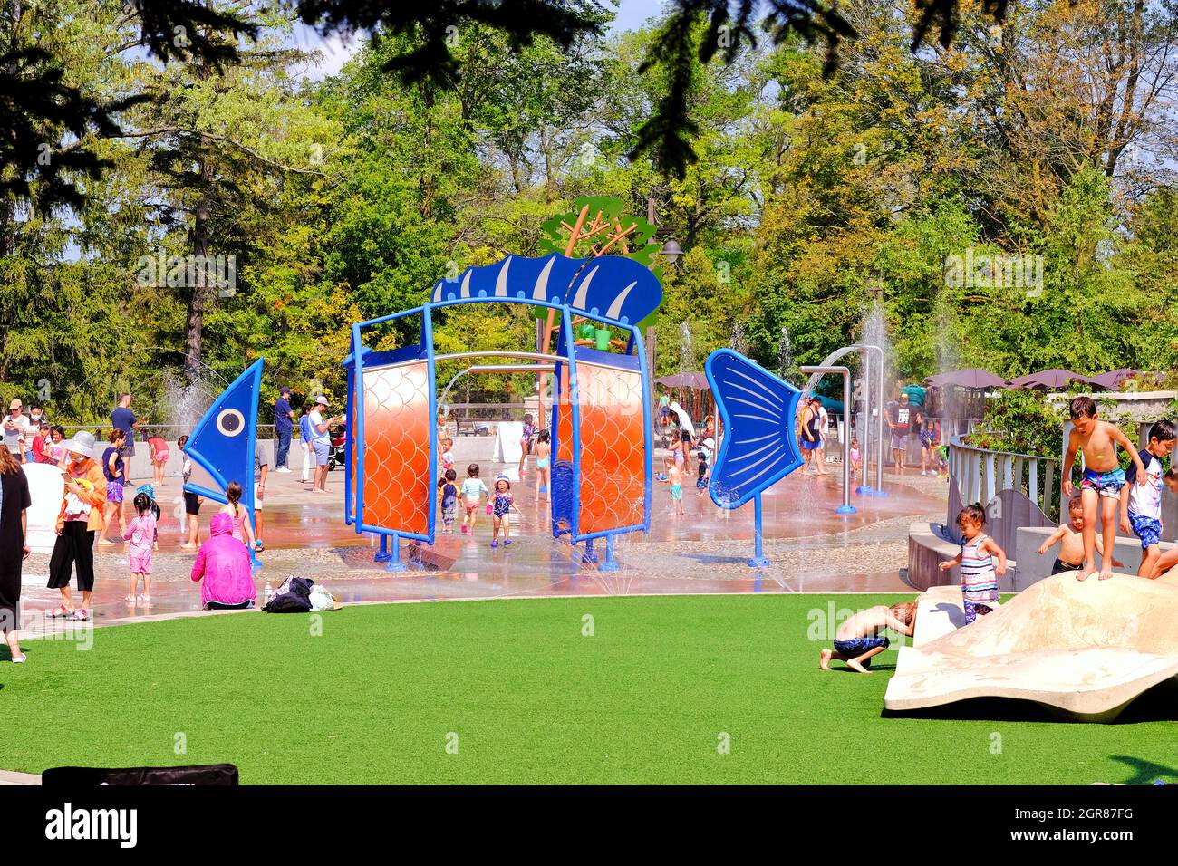 Richmond Hill, Ontario, Canada - August 29, 2021: Kids and family are  playing at splash pads in Lake Wilcox park Stock Photo - Alamy