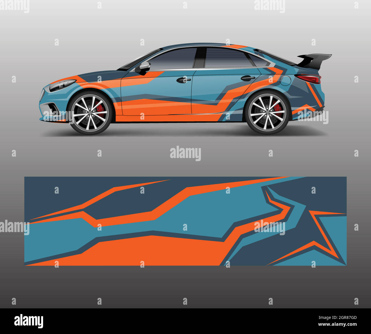 Racing car wrap design. wrap design for custom sport car. Stock Vector