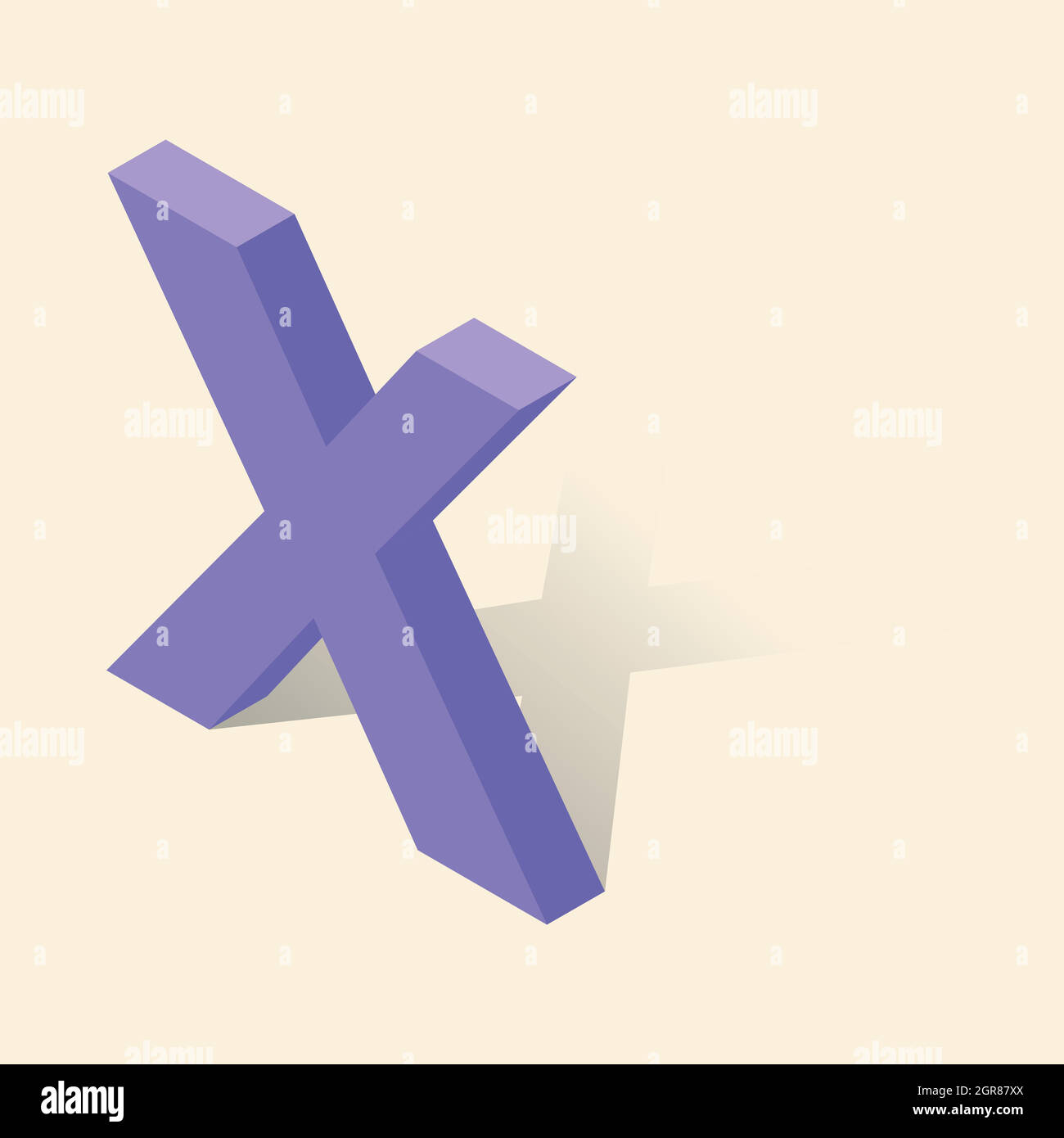 X letter in isometric 3d style with shadow Stock Vector