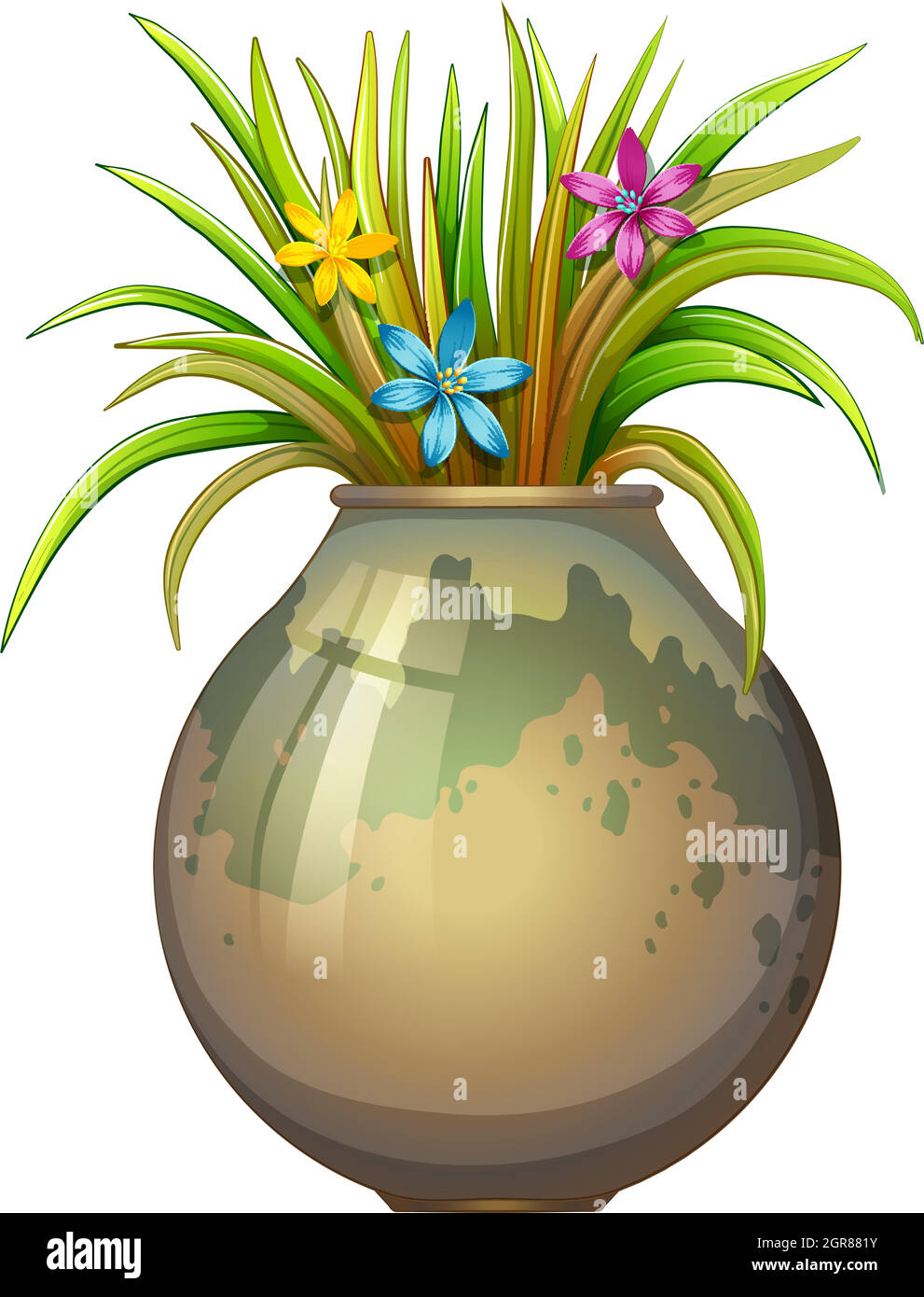 A big flowervase with flowering plants Stock Vector