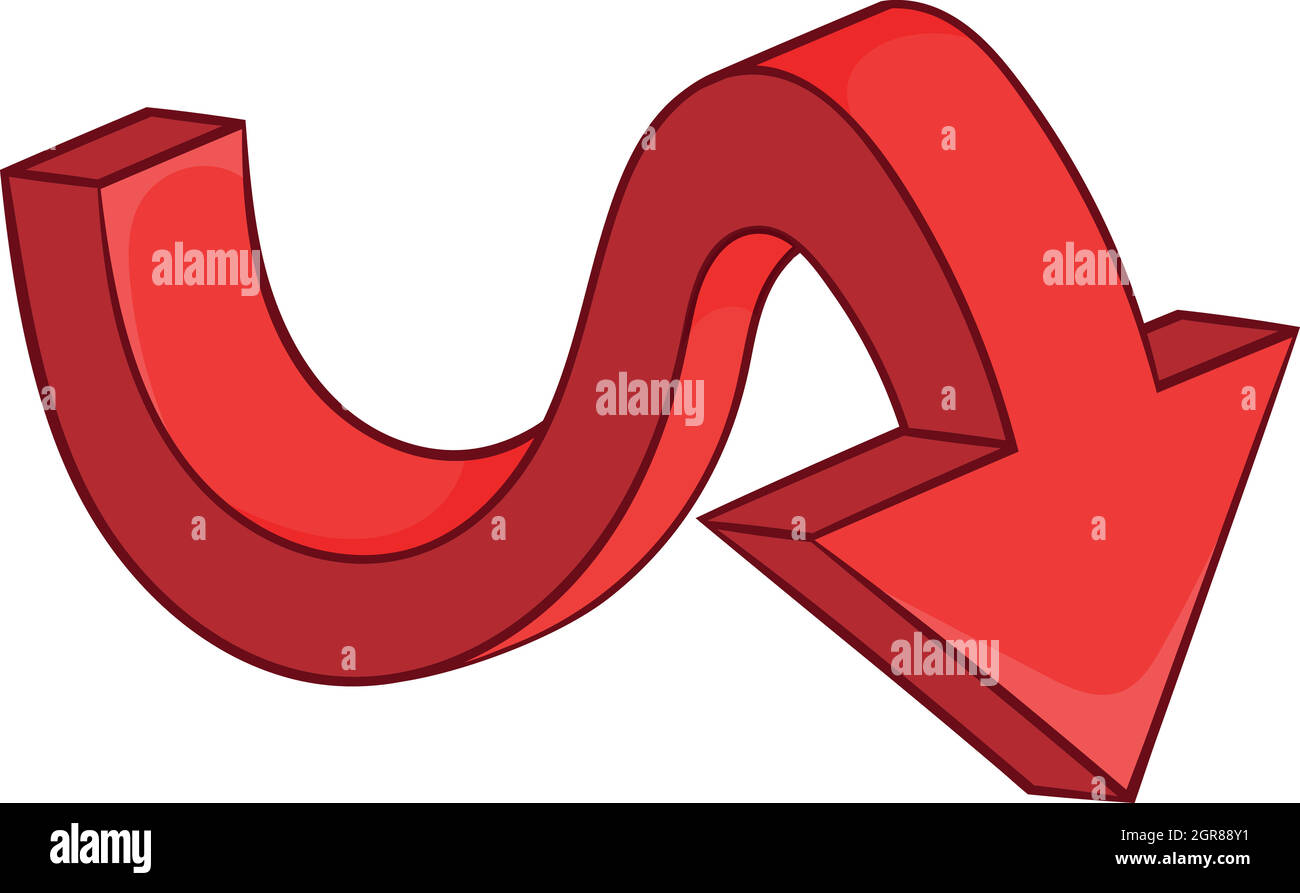 Curved arrow icon, cartoon style Stock Vector
