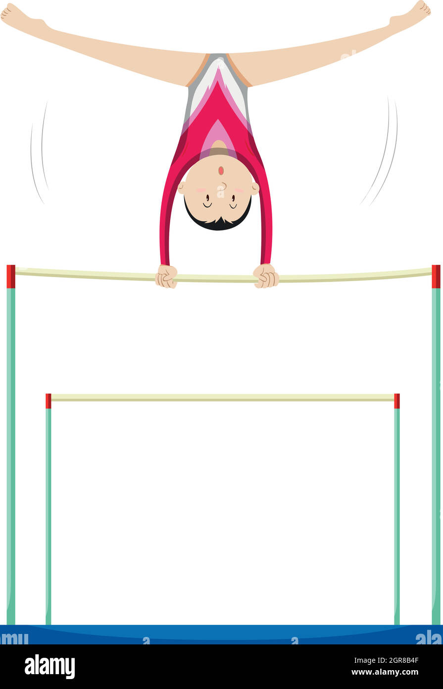 Woman athlete doing gymnastics on uneven bars Stock Vector Image & Art
