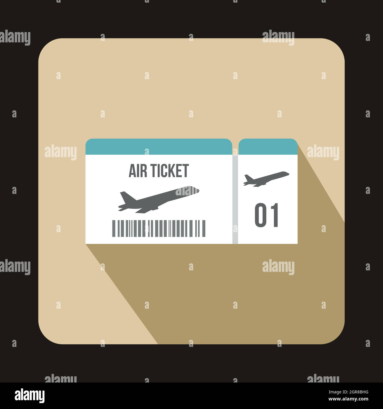 Airline boarding pass ticket icon, flat style Stock Vector