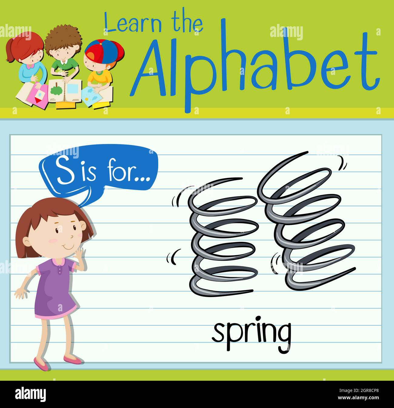 Flashcard letter S is for spring Stock Vector