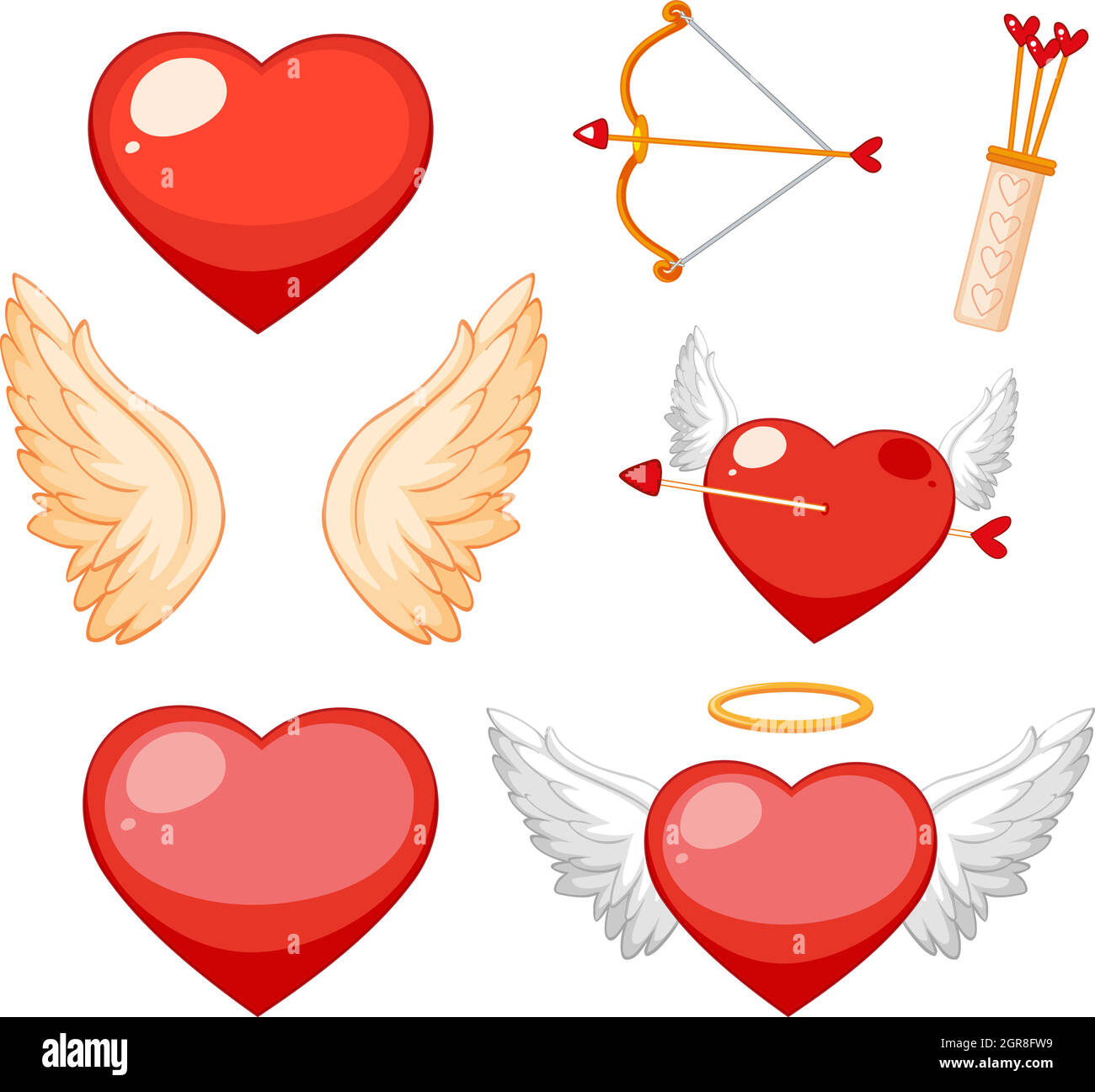 Valentine theme with hearts and wings Stock Vector Image & Art - Alamy