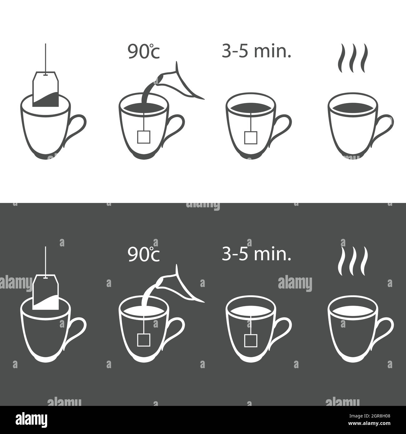 Tea bag brewing cooking directions. Steps how to cooking tea. Vector Stock Vector Image & Art