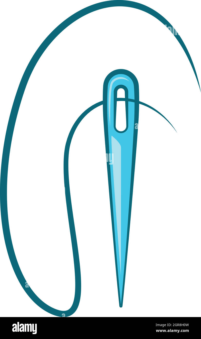 Sewing needle with thread icon, cartoon style Stock Vector
