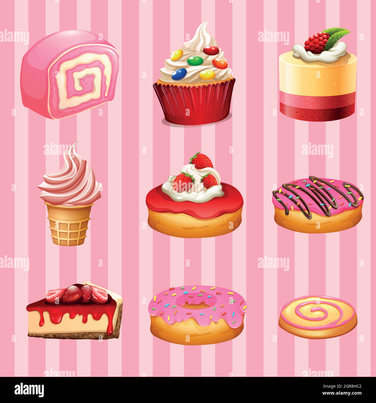 Different kind of dessert strawberry flavor Stock Vector Image & Art