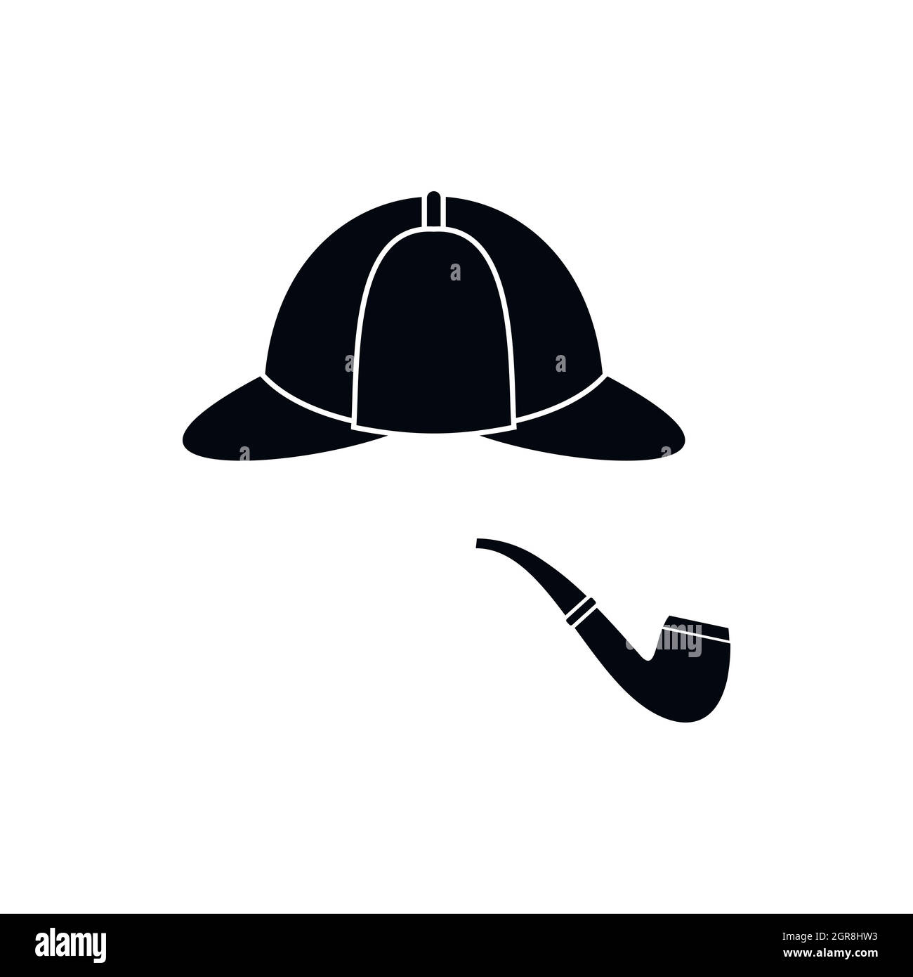Hat and pipe icon, simple style Stock Vector