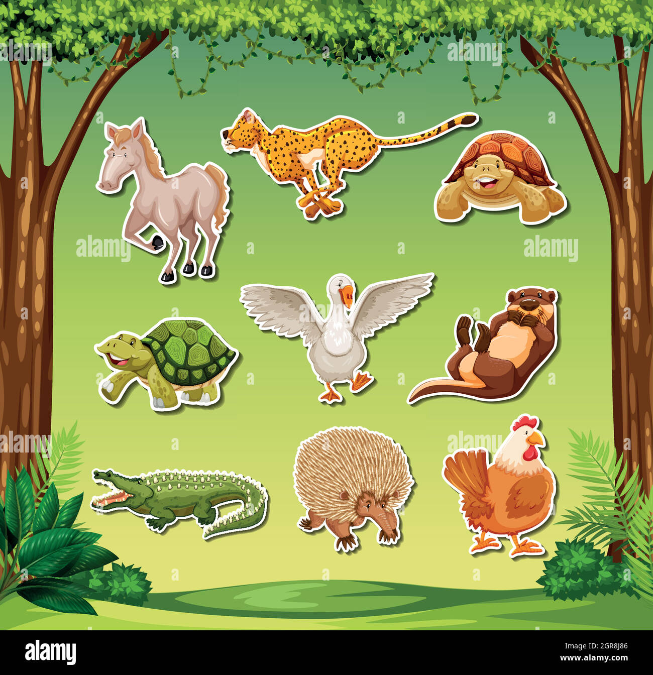 Set of exotic animal sticker Stock Vector Image & Art - Alamy