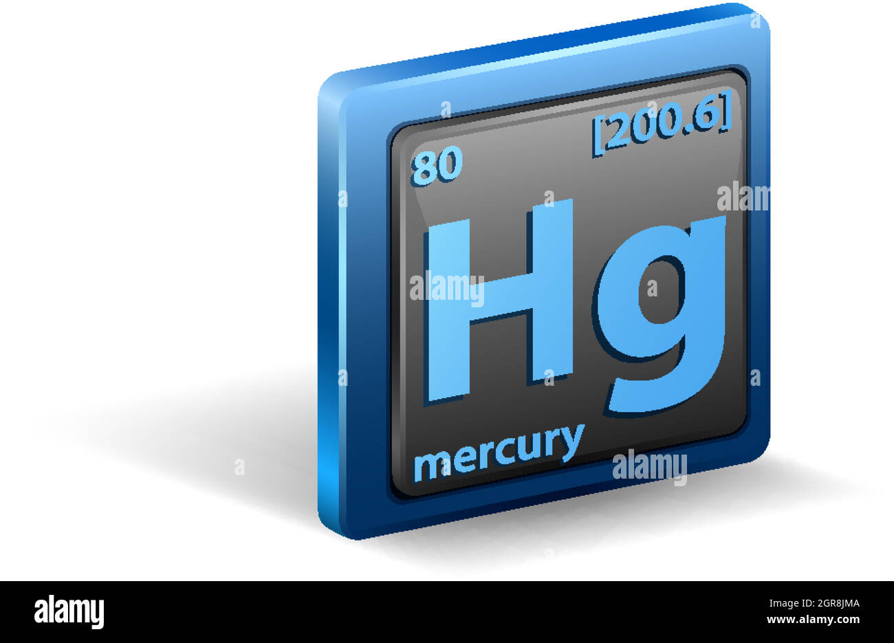 Mercury chemical element. Chemical symbol with atomic number and atomic mass. Stock Vector